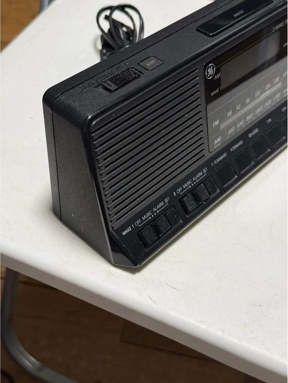 Vintage GE 7-4648B Analog Digital Clock Radio Black AM FM Tested